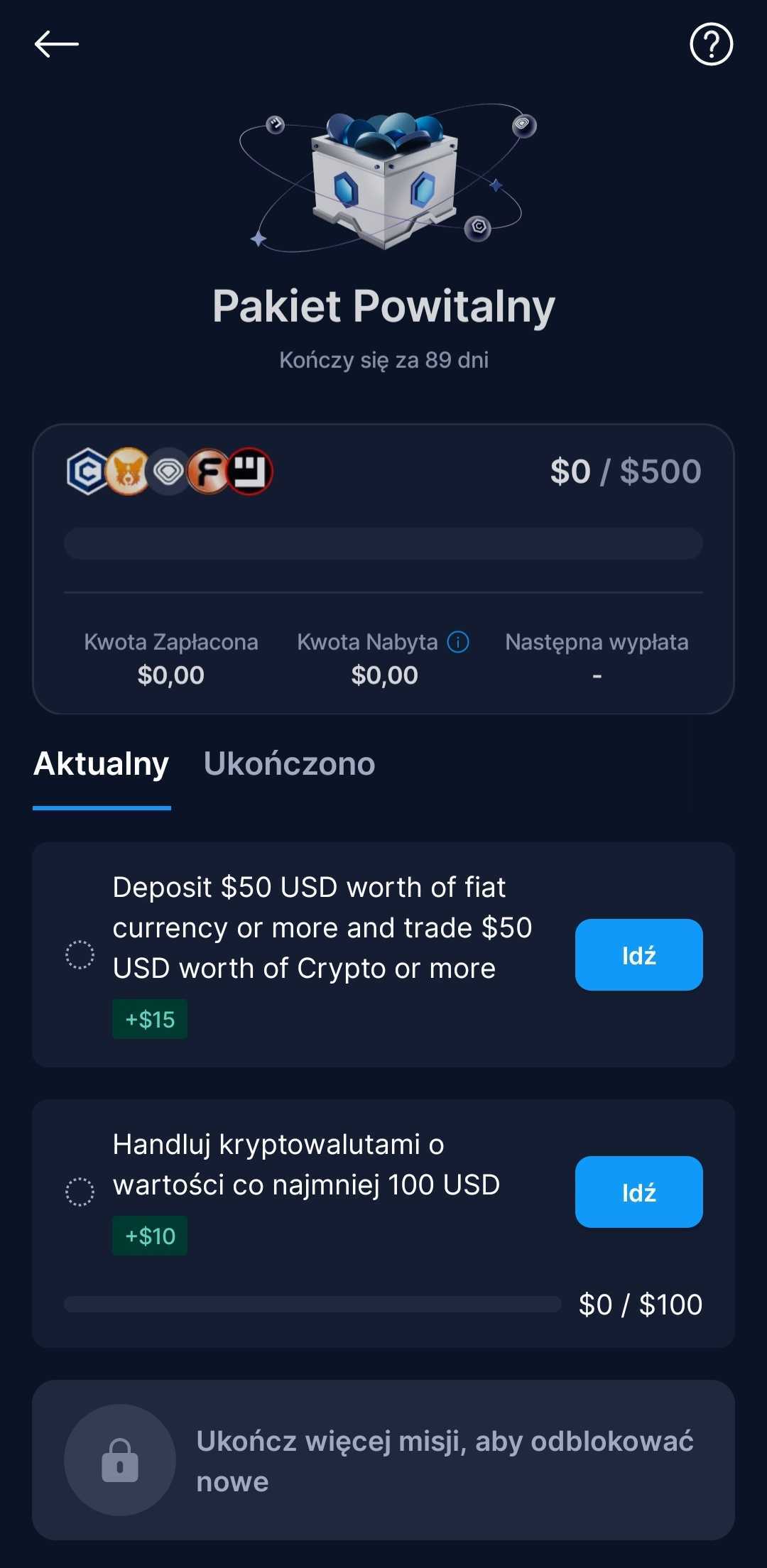 Lista bonusów aplikacji Crypto.com