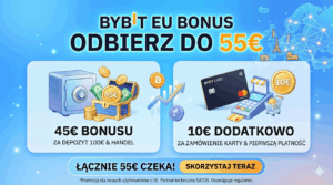 Grafika promocyjna giełdy prezentująca Bybit EU bonus dla nowych użytkowników.