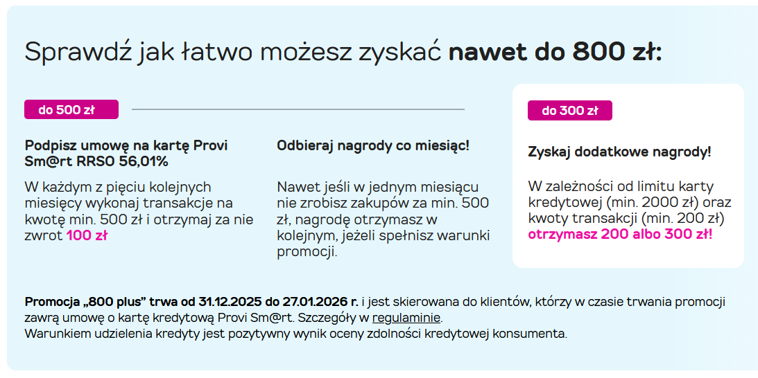 Provident 800zł premii warunki promocji