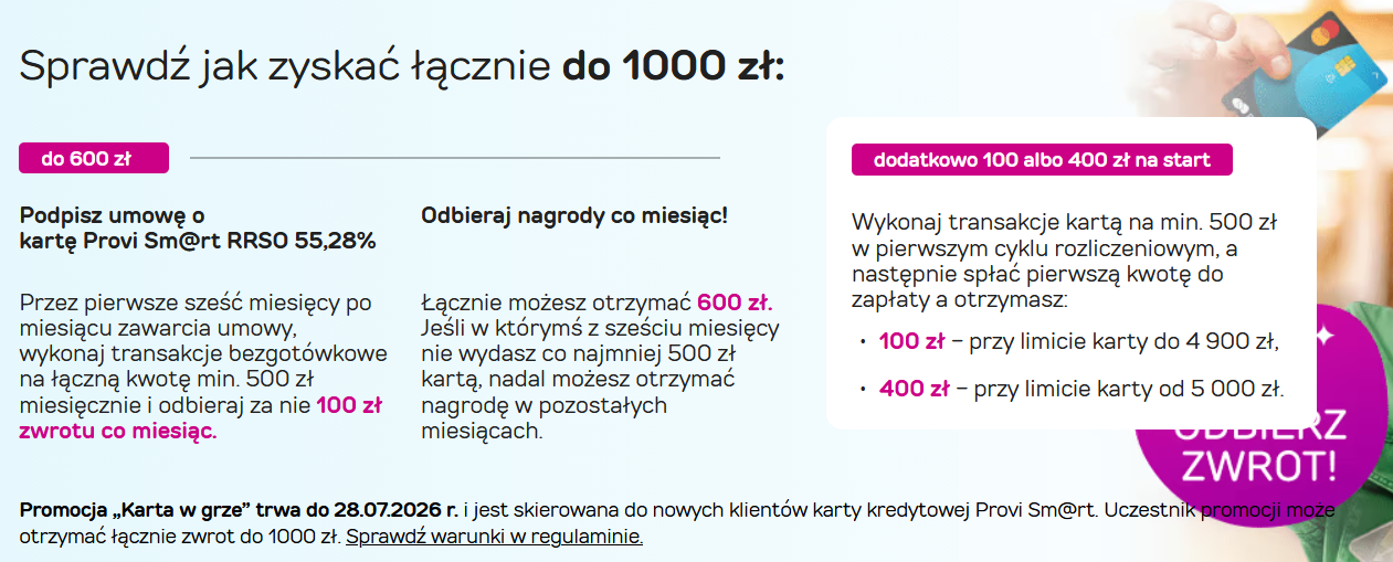 Warunki skorzystania z promocji provident provi sm@rt