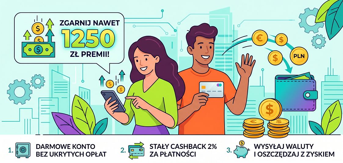 Kobieta trzymająca kartę płatniczą Nest Banku na tle nowoczesnego biura – promocja Nest Bank 1250 zł.