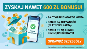 Baner reklamowy Banku Pekao SA z informacją o bonusie 600 zł – Promocja Konta Przekorzystnego Pekao