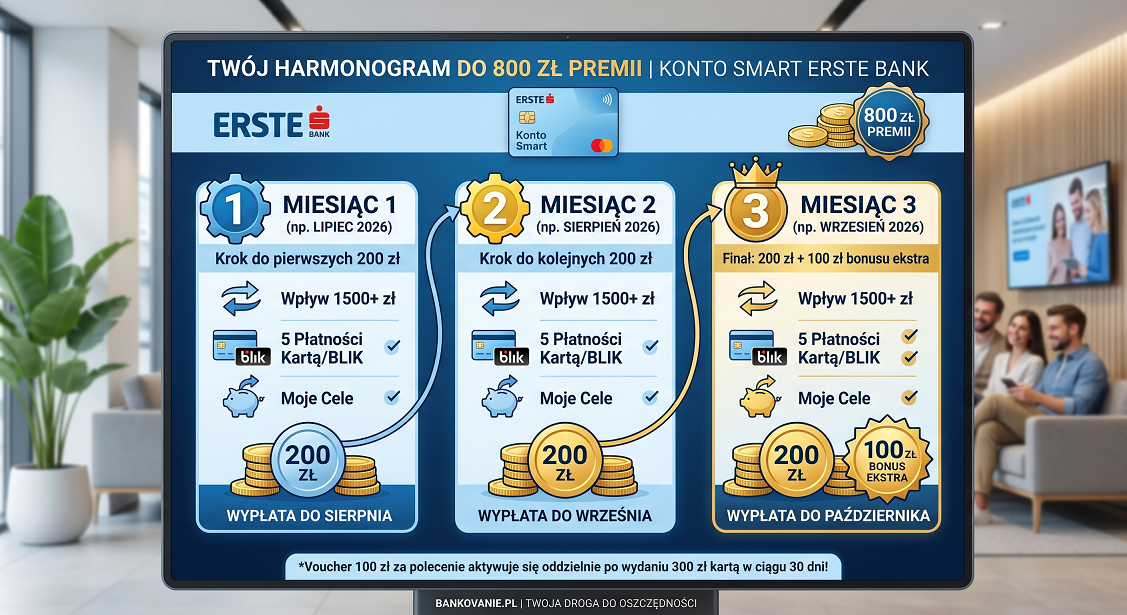 Warunki konta erste z premią do 700zł